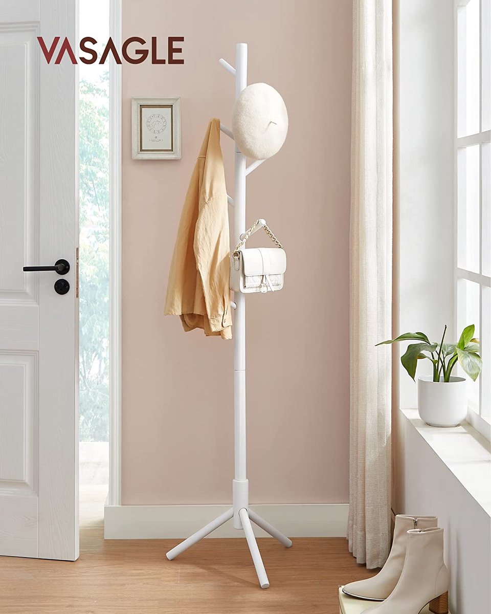 Vasagle Kapstok om kleding op te hangen, hal muur kapstok, staande kapstok Sparkling white