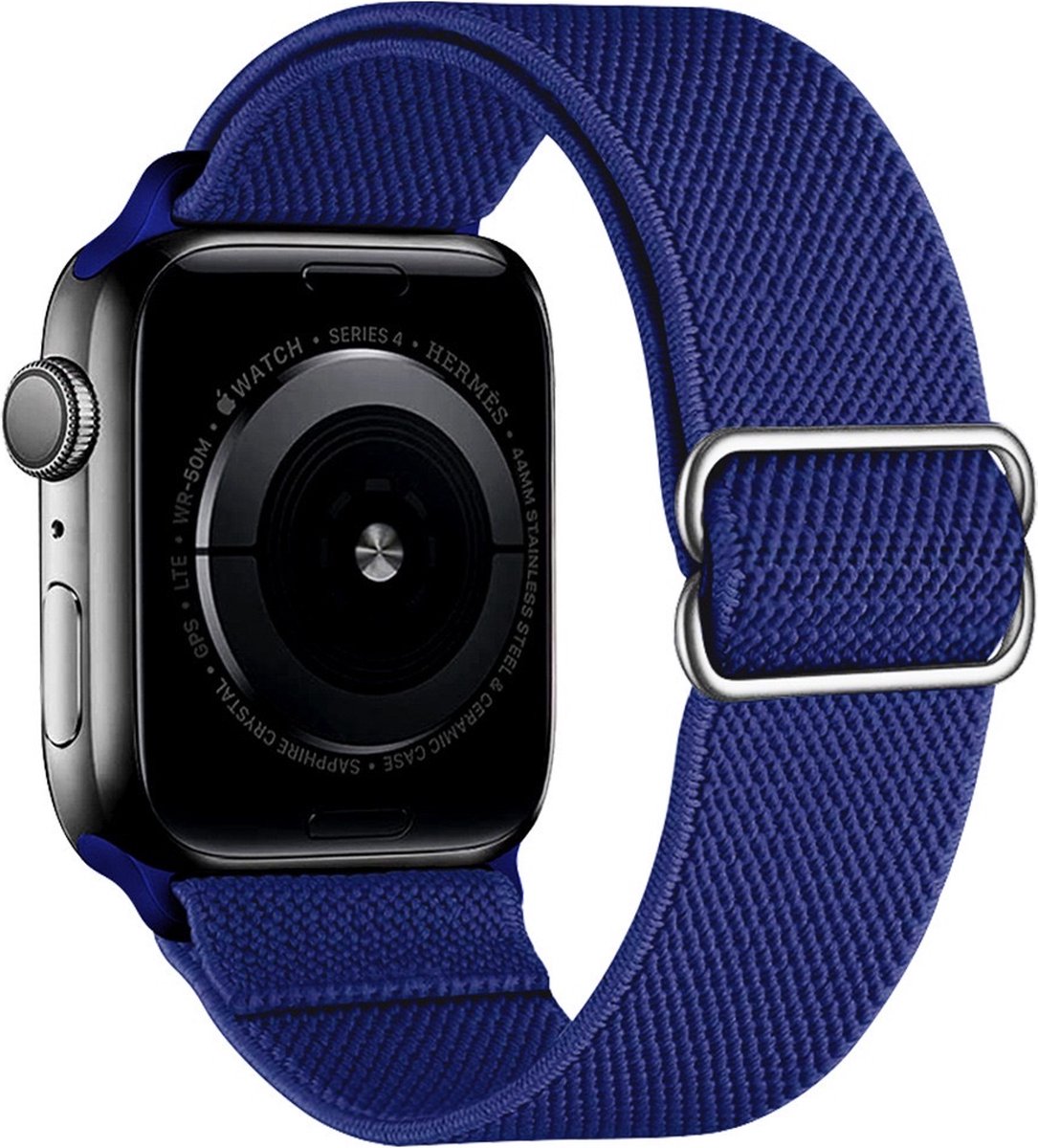 Geschikt voor Apple Watch Bandje 42/44/45mm - Nylon Verstelbaar - Blauw