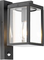 QAZQA charlois - Lampe d'extérieur industrielle avec détecteur de mouvement | Capteur de mouvement | capteur extérieur - 1 lumière - D 21,5 cm - Zwart - Industriel - Éclairage extérieur