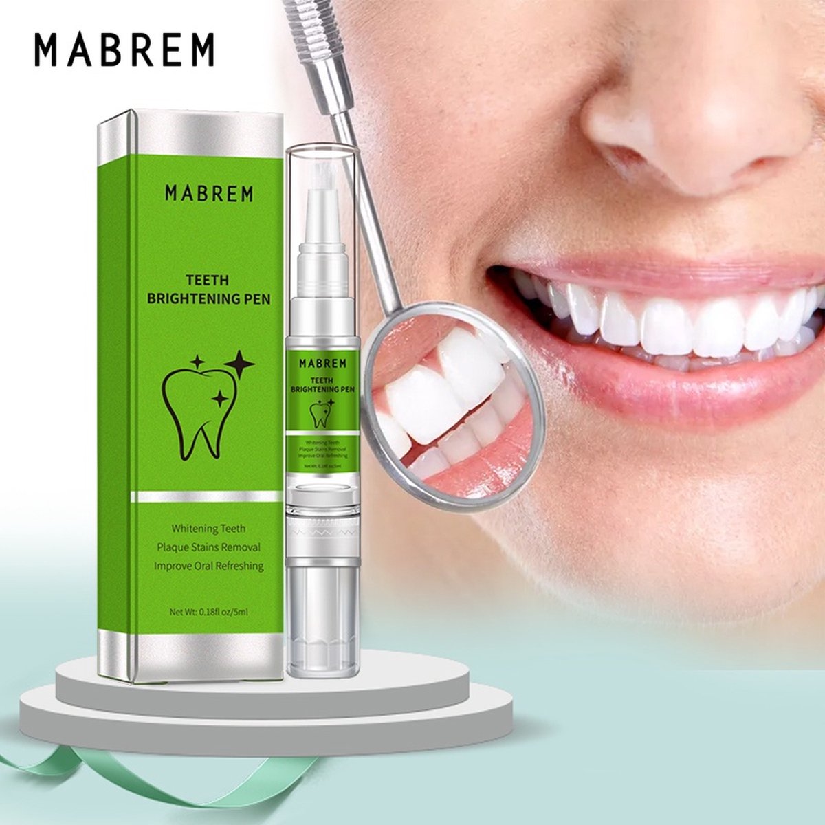 Mabrem Tandenbleekpen Voor Wittere Tanden - peroxydevrij - 5ml