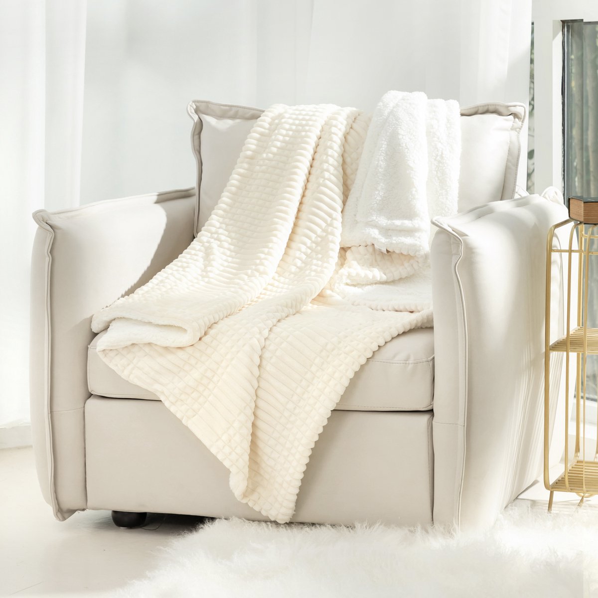 Ridgeline Sherpa Fleece Deken - Crème