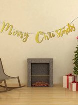 Slinger Kerst Goud Glitter Glans – Merry Christmas - Vlag - Banner - Slinger - Guirlande | Kerstfeest - Kerst - Decoratie – Kerstversiering - Christmas - Feestdagen