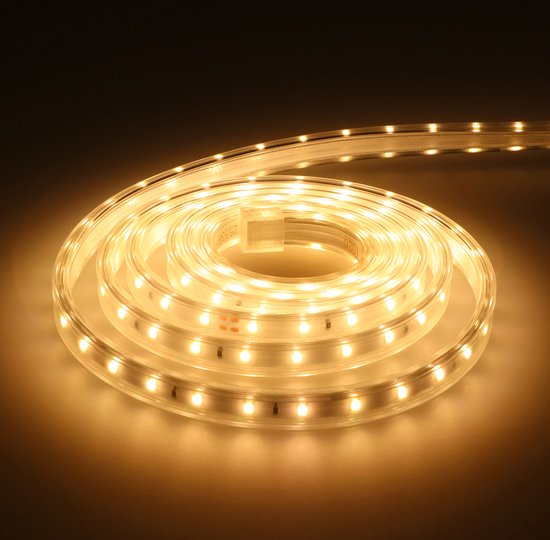 HOFTRONIC Flex60 - Dimbare LED Strip 2m - 3000K Warm wit - 60 LEDs per meter 2835 High Lumen - 308 Lumen per meter - IP65 voor binnen en buiten - Waterdicht en UV bestendig - Per meter inkortbaar - Incl. Netvoeding en eurostekker