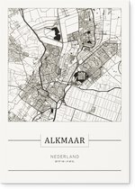 Plan de la ville Alkmaar - Plan Alkmaar - plan de la ville - Décoration murale Dibond 30 x 40 cm
