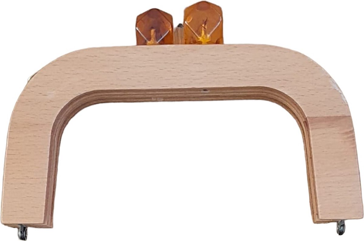 Houten tassen frame - Bruin - magnetische sluiting - gehaakte tas - raffia - macramé tas - 21x14cm