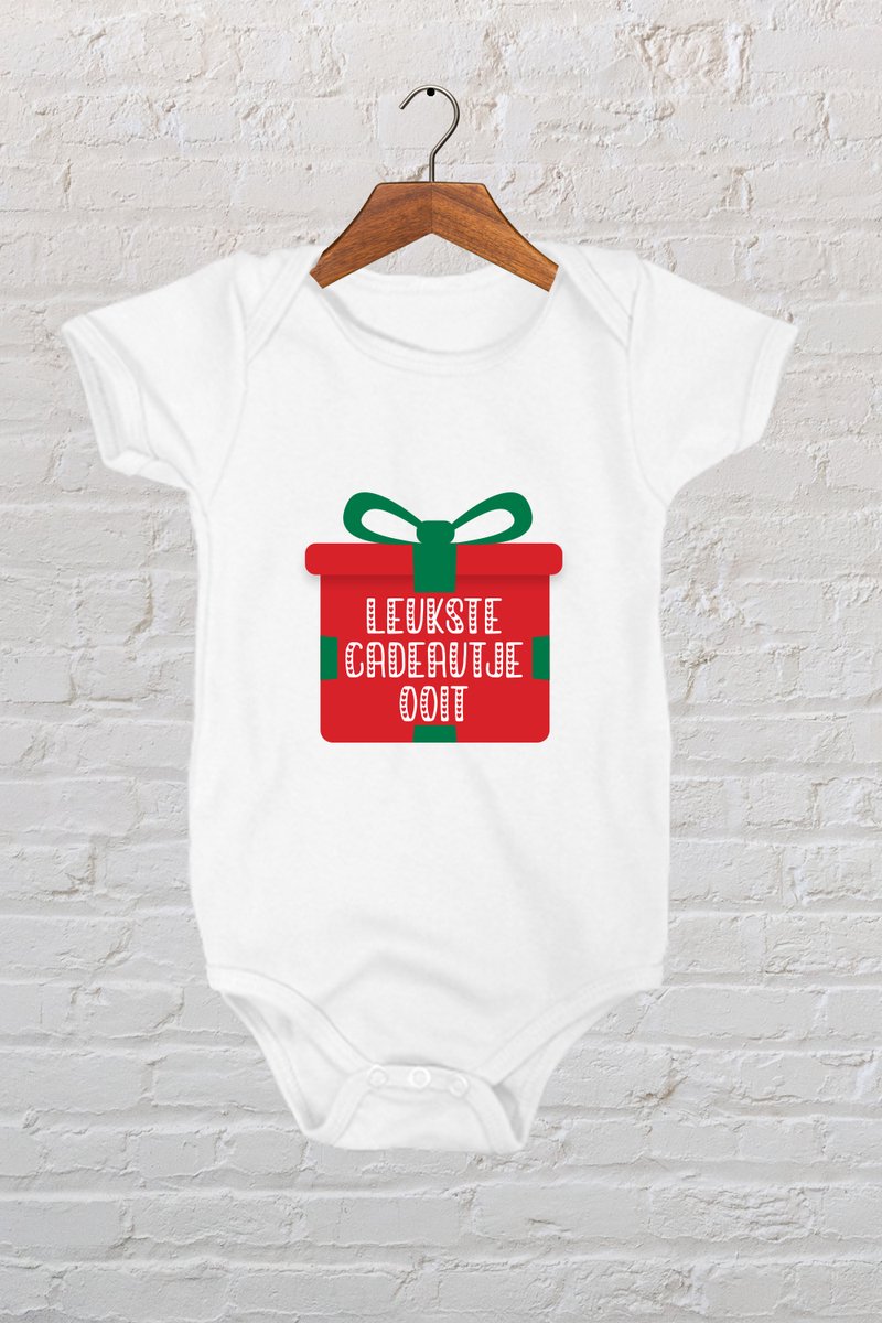 Hospitrix Baby Rompertje met Tekst "Leukste Cadeau Ooit" | Kerstcadeau | 0-3 maanden | Kerst zwangerschaps aankondiging | Cadeau voor Zwangerschap | Bekendmaking | Aankondiging | Aanstaande Moeder | Moederdag