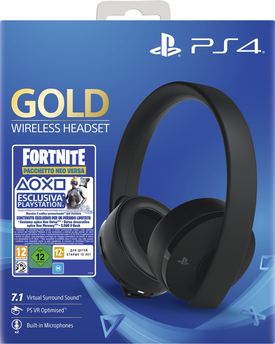 Sony Gold Wireless Headset + Fortnite VCH (2019) Bedraad en draadloos  Hoofdband Gamen... | bol.com