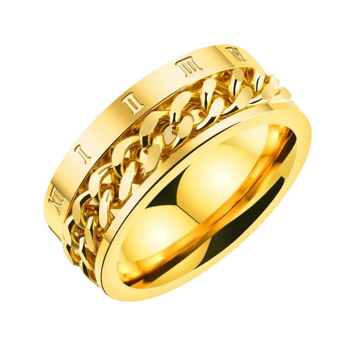 Anxiety Ring - (Rome) - Stress Ring - Fidget Ring - Anxiety Ring For Finger - Draaibare Ring - Spinning Ring - Goud - (22.00 mm / maat 69)