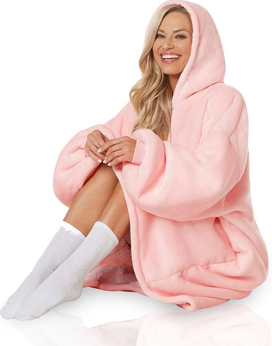 Hoodie Deken Roze Premium - Deken Met Mouwen - Hoodie Blanket - Fleece Deken Met Mouwen - Deken Met Mouwen Voor Volwassenen - Merkloos