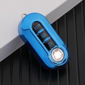 Zachte TPU Sleutelcover - Blauw Metallic - Sleutelhoesje Geschikt voor Fiat 500 / 500L / 500X / 500C / Abarth / Panda / Punto / Stilo - Sleutel Hoesje Cover - Auto Accessoires
