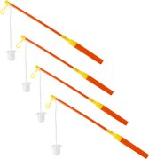 Lampionstokjes - 25x - oranje/geel met lichtje - 39 cm