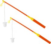 Lampionstokjes - 2x - oranje/geel met lichtje - 39 cm