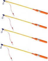 Lampionstokjes - 4x - oranje - met lichtje - 50 cm