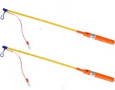 Lampionstokjes - 2x - oranje - met lichtje - 50 cm