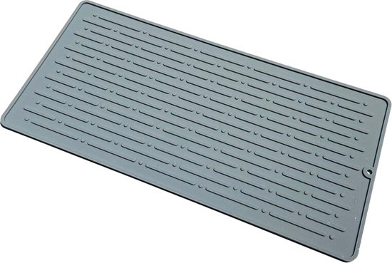 Afdruipmat – Droogmat – Barmat – Siliconen mat – Grijs – 30 x 15 CM – Met ophanggat – Hittebestendig
