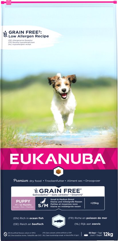 Eukanuba Pup & Junior Small Medium Grain Free Zeevis - Puppy-Hondenvoer - 12 kg