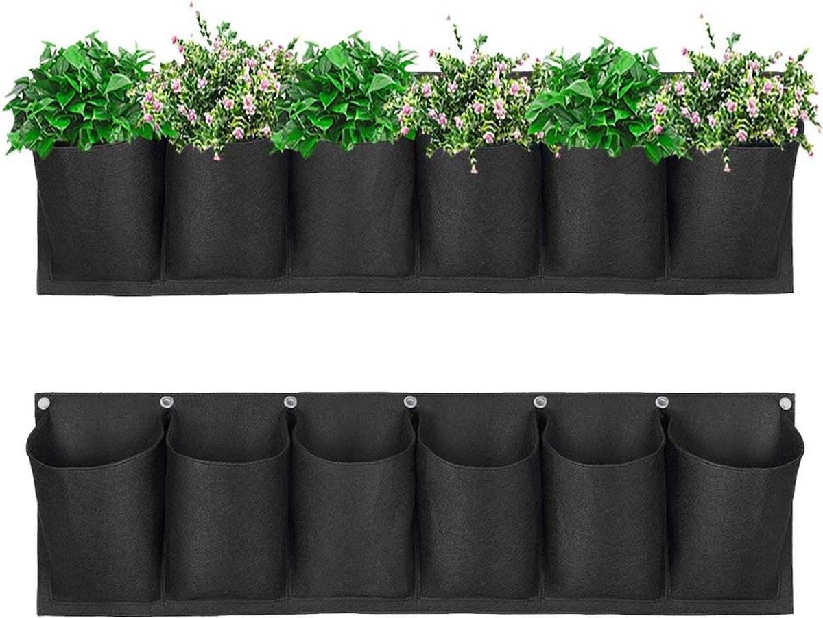 BOTC Verticale tuinen - Hangende Plantenzak met 6 vakken - 1 stuck - 98 * 29.5 CM - Kweekzak - Moestuin -