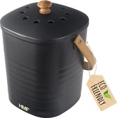 HMF Duurzame bio-afvalemmer keuken, geurdichte compostemmer met deksel, 3 liter, zwart