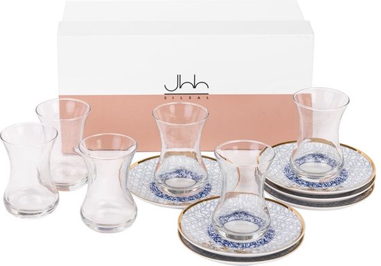 Bella Fiore Porseleinen Koffiekopjes Set – 6 Witte Kopjes met Schoteltjes – 220 ml – Luxe Cadeauset