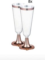 Champagne Glazen Metallic Rosé Goud - 8 stuks - champagneglazen - wijnglazen -