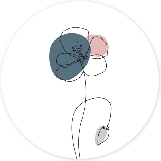 Muurcirkel – wandcirkel – lijntekening – bloemen - ⌀ 25 cm - wanddecoratie – ronde schilderijen - wallcircle - Coszy
