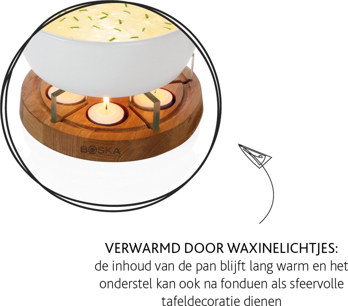 Boska Candlelight Fondue Twinkle - Voor 1.200 gram Kaasfondue - 1,6 liter – foto 4