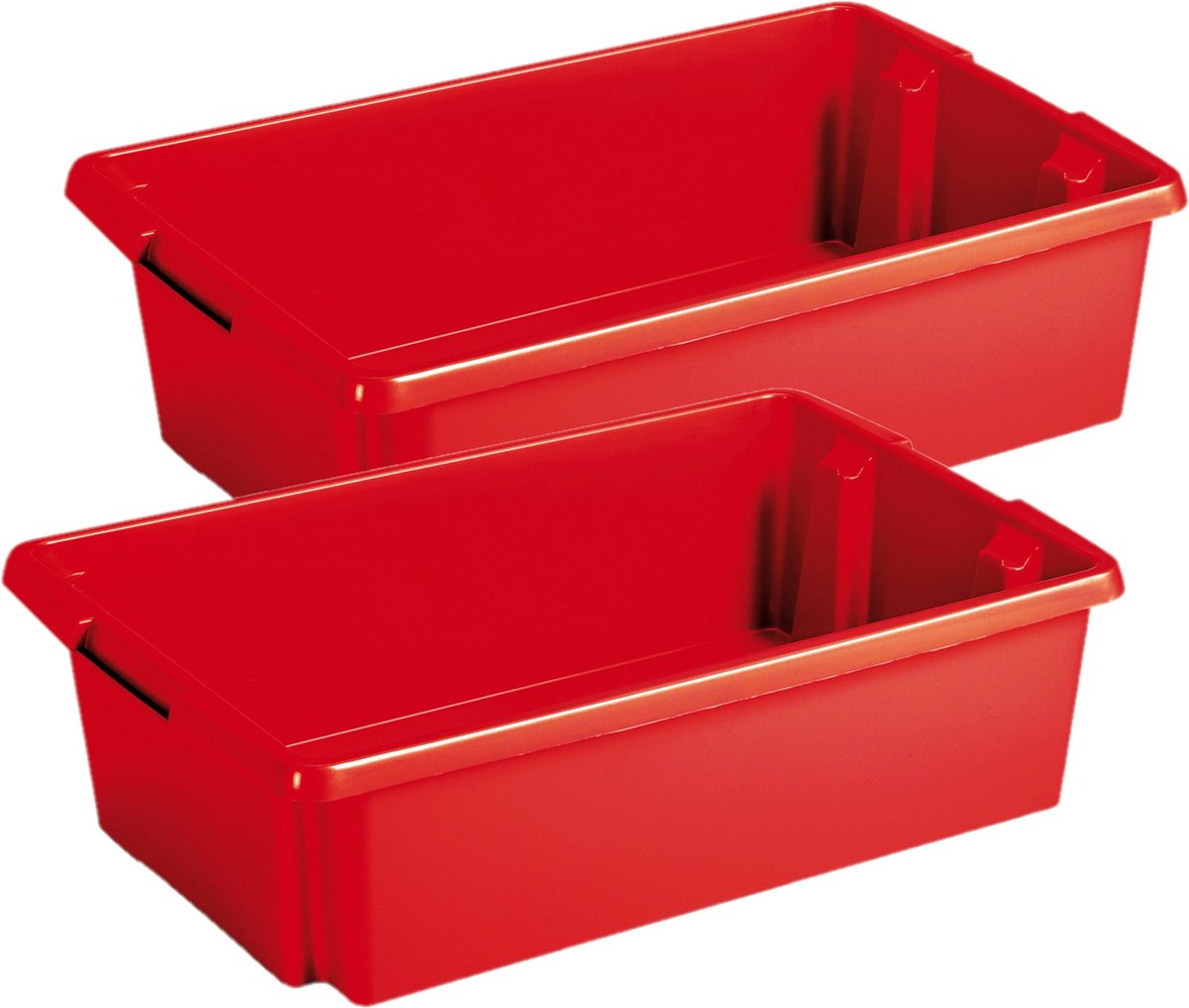 Sunware opslagbox Nesta - 4x - kunststof - 30 liter - rood - 59 x 39 x 17 cm - stapelbaar