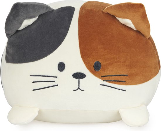 Coussin Peluche Chat Kitty Frac Balvi – Ultra Doux Blanc/Noir, Décoration Mignonne 20x33x30 Cm