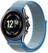 Strap-it Nylon smartwatch bandje - geschikt voor Fossil Gen 6 44mm / Gen 5 / Gen 5e 44mm - blauw