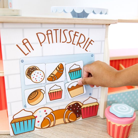 Thumbnail van een extra afbeelding van het spel Melissa & Doug Houten bakkerij La Patisserie (39-delig) - Houten spellen voor kinderen - Rollenspeelgoed - Montessorispel - 3+ - Cadeau voor jongen of meisje
