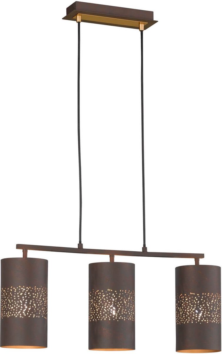 OP=OP Wofi Ancona hanglamp antiek bruin voor 3x E14 lamp