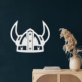 Wanddecoratie |Viking Warrior-Helm / Viking Warrior Helmet| Metal - Wall Art | Muurdecoratie | Woonkamer | Buiten Decor |Wit| 49x60cm