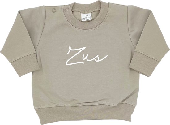 Sweater voor kind - Zus - Maat 92 - Cremekleur - Ik word grote zus - Zwanger - Geboorte - Gezinsuitbreiding - Aankondiging - Cadeau