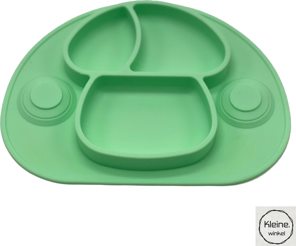 Goedkoopste Placemat voor kinderen - kinderservies - baby bordje - 2 zuignappen - siliconen antislip - groen
