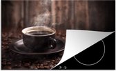 KitchenYeah® Inductie beschermer 78x52 cm - Koffie - Heet - Koffiebonen - Kookplaataccessoires - Afdekplaat voor kookplaat - Inductiebeschermer - Inductiemat - Inductieplaat mat