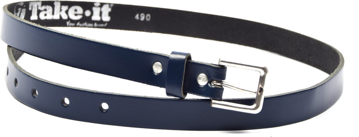 Tailleriem - Riemen - Navy- 2 cm - Unisex | Jurk riem - 100% Leren - Leder - Riem Maat 85