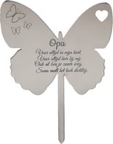 LBM Grafsteker voor opa - Bloemensteker - Vlinder zilver