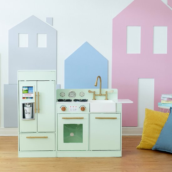 Teamson Kids Groot Modern Houten Speelkeuken - Kinderspeelgoed - Rollenspel Speelgoed - Mintgroen/Goud van Teamson Kids — afbeelding 5
