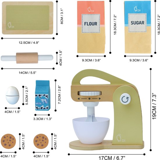 Teamson Kids Houten Speelkeuken Accessories - Menger - 10 Stuks - Kinderspeelgoed - Groen van Teamson Kids — afbeelding 4
