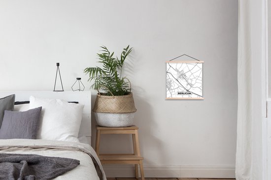 Porte-affiche avec affiche - Affiche scolaire - Berlicum - Carte - Plan de la ville - Carte - 40x40 cm - lattes vierges