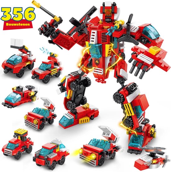 QuchiQ™ Transformers speelgoed - Robots - RobQuchiQ™ Robot speelgoed - Robots - Bouwsets - Transformers speelgoed - Speelgoed auto - Politie - Brandweerauto - Bouwpakket - Geschikt voor LEGO - Speelfiguren sets - 356 bouwstenen