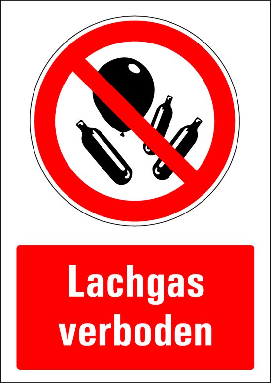 Lachgas verboden sticker 148 x 210 mm bol