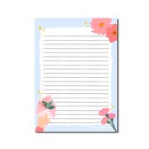 A5 - Notitieblok - Stationery - Bloemen - Blauw - Dubbelzijdig