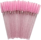 Bol.com Wegwerp Wimper en Wenkbrauw Borsteltjes - Mascara Borsteltjes - 10 stuks - Roze glitter aanbieding