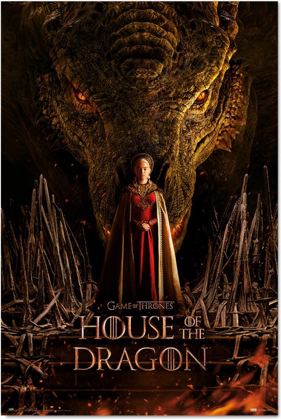 Affiche La Maison du Dragon - Game of Thrones - HBO - Targaryen - dragons - 61 x 91,5 cm
