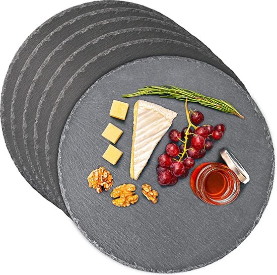 Leistenen plaat rond 30 cm - Set van 6 - Voor serveren of decoreren