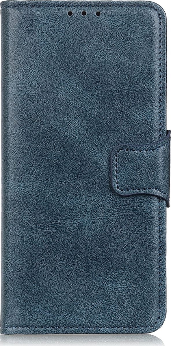 Mobigear Telefoonhoesje geschikt voor Apple iPhone 14 Hoesje | Mobigear Classy Bookcase Portemonnee | Pasjeshouder voor 2 Pasjes | Telefoonhoesje voor Pinpas / OV Kaart / Rijbewijs - Blauw