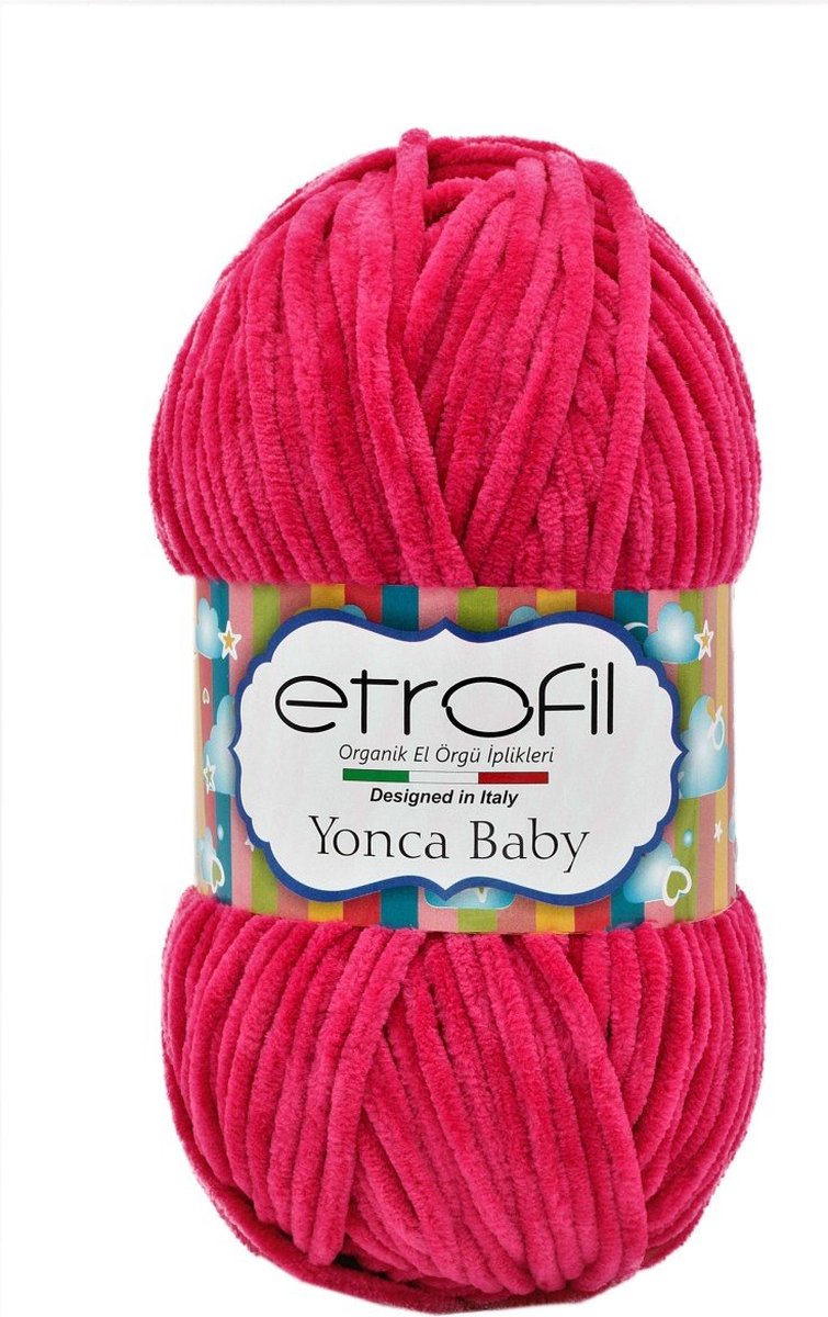 Etrofil Velvet Garen-Yonca Baby - Fuchsia No 70320- 4 mm - Breien - Haken - Weven - Amigurumi