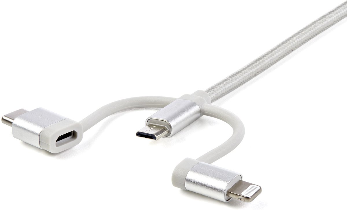 StarTech USB oplaadkabel - USB naar Lightning / USB-C / Micro-B - gevlochten - 1 m