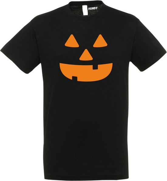 T-shirt Halloween Pumpkin Face | Halloween kostuum kind dames heren | verkleedkleren meisje jongen | Zwart | maat 3XL